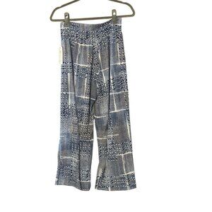 NWT Clara Sunwoo Blue Textured Gaucho Pants Womens Size Large